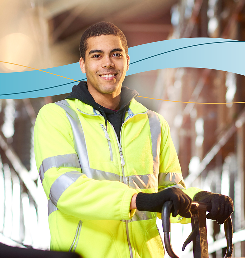 Wearhouse worker wearing safty jacket