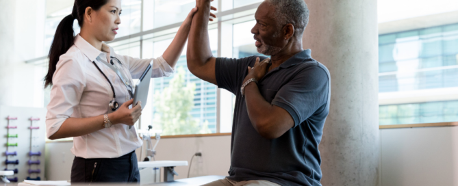 man being examined by medical professional