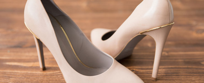 Close up of womens high-heel shoes