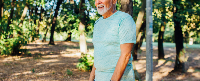 Man walking outside at park