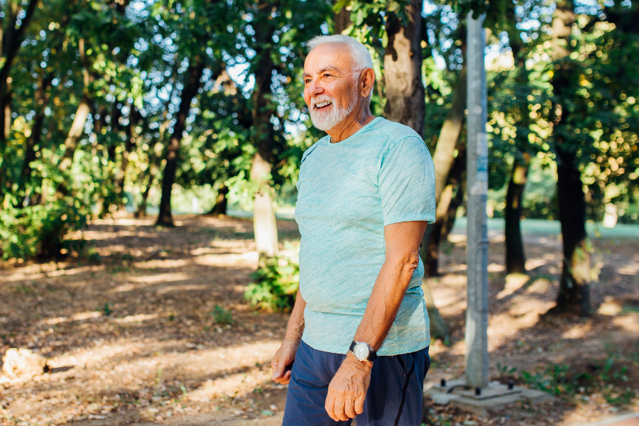 Man walking outside at park