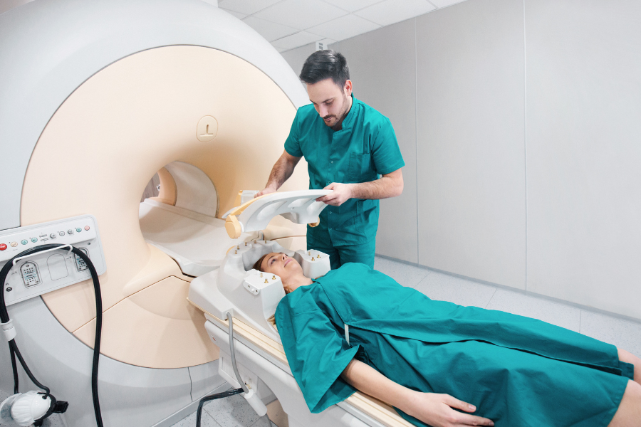 woman going into MRI machine