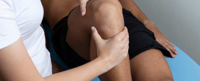 knee being examined by medical professional