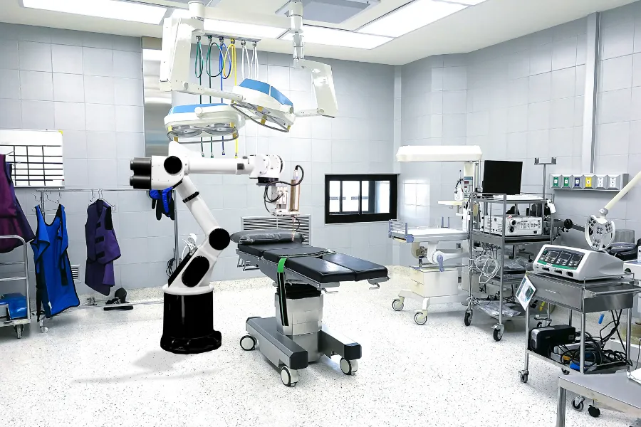 Robotic-assisted surgery system in orthopedic operating room for hip and knee replacement procedures
